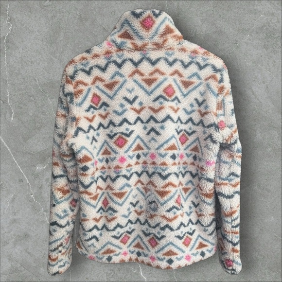 Eddie Bauer Southwestern Aztec 1/2 Zip Soft Sherpa Fleece Pullover Jacket Medium - Picture 2 of 11